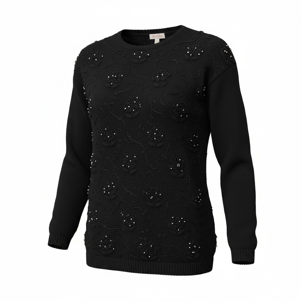 Kathy Lee Black Beaded Sweater - Picture 2 of 10